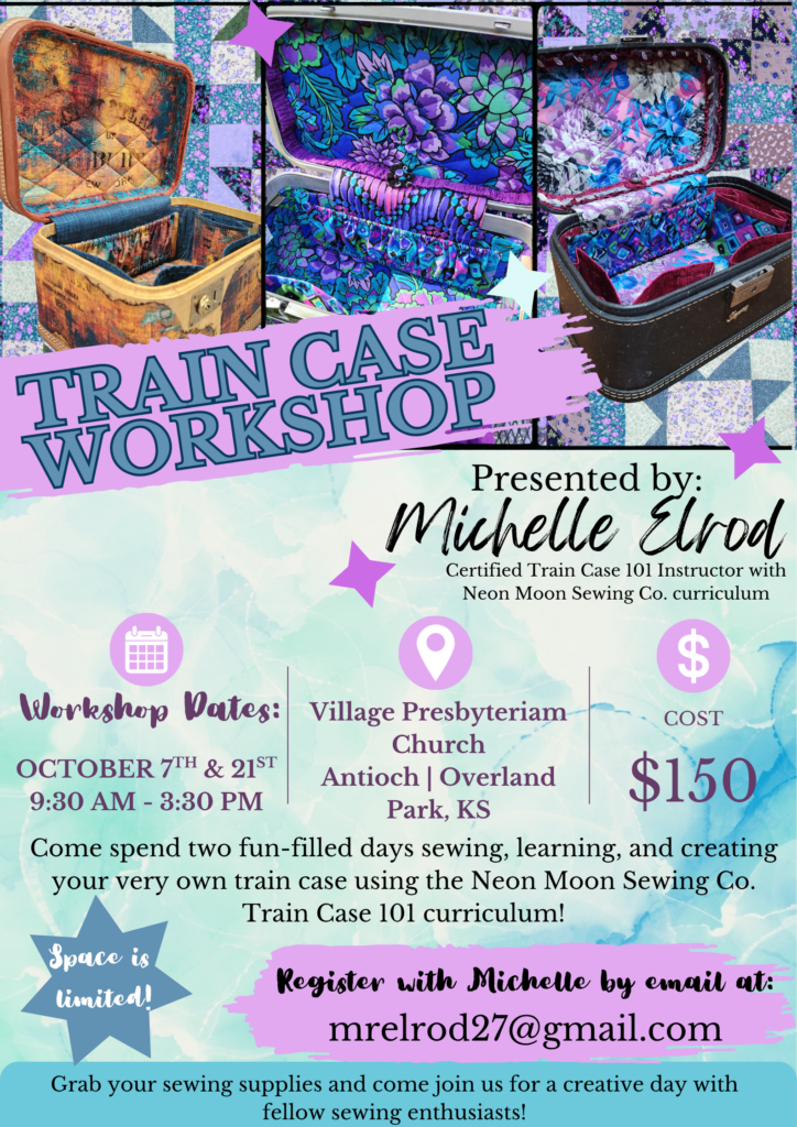 Event flyer featuring information about upcoming train case workshop
